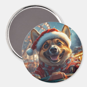 Belgischer Malinois-Hund Achterbahn Weihnachten  Magnet