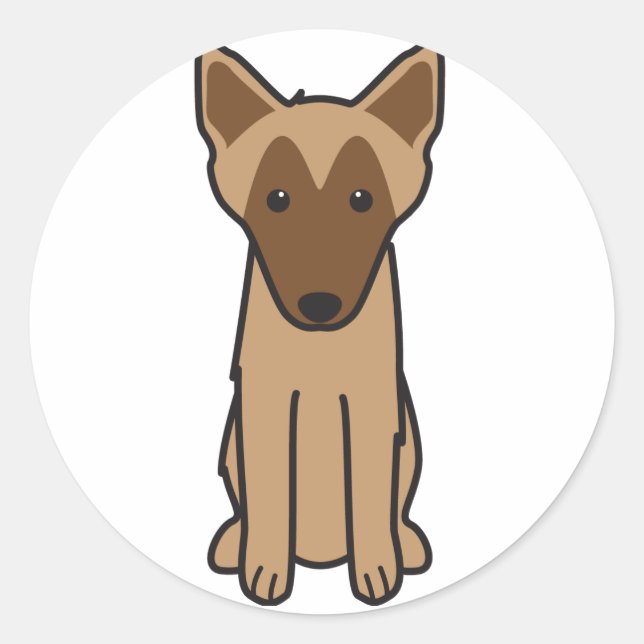 Belgischer Malinois-Hund-Cartoon Runder Aufkleber (Vorderseite)