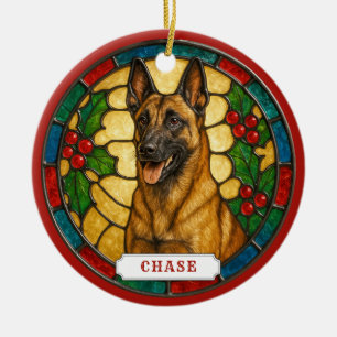 Belgischer Malinois Hund Keramik-Kreis-Ornament Keramik Ornament