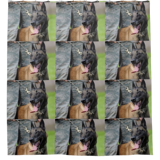 Belgischer Malinois-Hund lächeln Duschvorhang (Vorderseite)