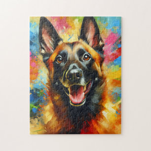 Belgischer Malinois Hund Porträt Acryl-Kunst Druck