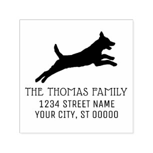 Belgischer Malinois-Hund Silhouette Name Adresse Permastempel