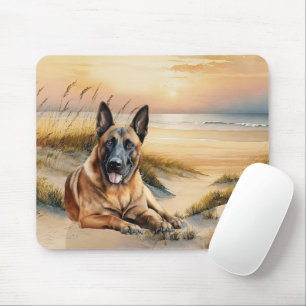 Belgischer Malinois-Hundefreund Sandstrand Mousepad