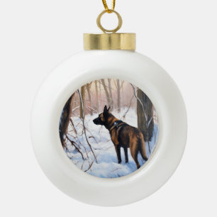 Belgischer Malinois Lass es schneien Weihnachten Keramik Kugel-Ornament