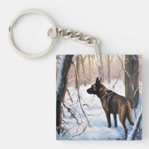 Belgischer Malinois Lass es schneien Weihnachten Schlüsselanhänger