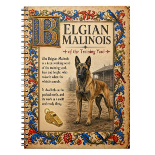 Belgischer Malinois, mittelalterliche Bestiarien-K Notizblock
