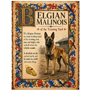 Belgischer Malinois, mittelalterliche Bestiarien-K Postkarte