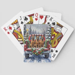Belgischer Malinois Weihnachten Rotes Lastwagen Fe Spielkarten