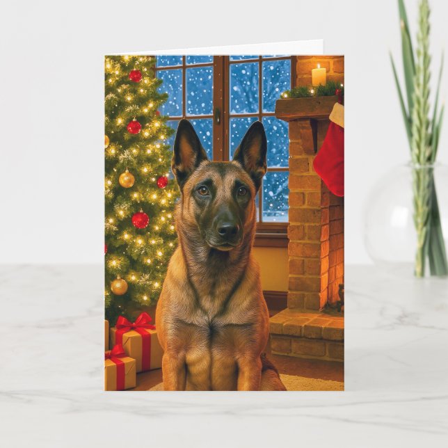 Belgischer Malinois Weihnachtskarte Feiertagskarte (Vorderseite)