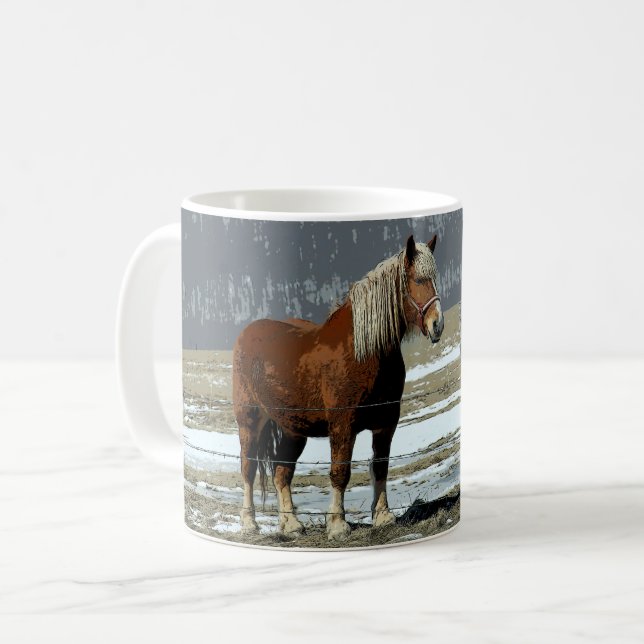 Belgischer Pferdewechsel in der Paddock-Tasse Kaffeetasse (Vorderseite Links)