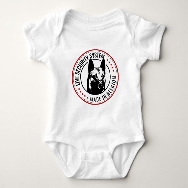 Belgischer Schäfer Malinois LiveSicherheitssystem Baby Strampler (Vorderseite)