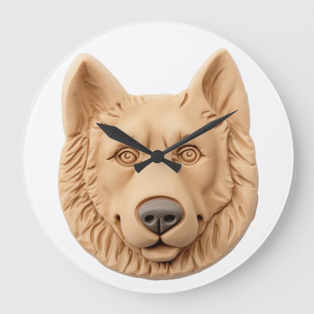 Belgischer Schäferhund 3D Inspiriert Große Wanduhr (Vorderseite)
