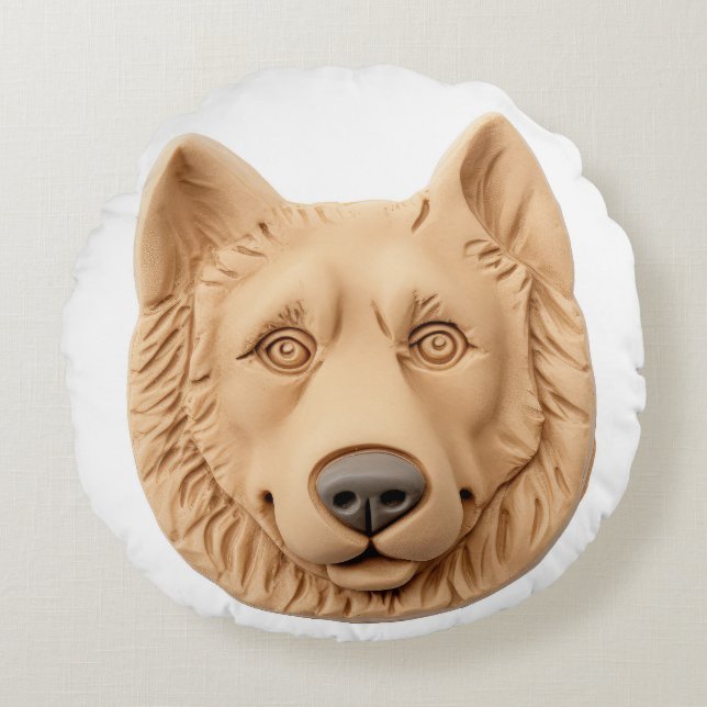 Belgischer Schäferhund 3D Inspiriert Rundes Kissen (Vorderseite)