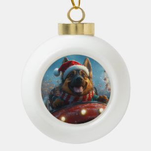Belgischer Schäferhund Achterbahn Weihnachten Keramik Kugel-Ornament