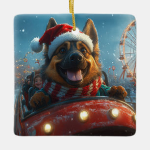 Belgischer Schäferhund Achterbahn Weihnachten Keramikornament