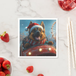 Belgischer Schäferhund Achterbahn Weihnachten Serviette