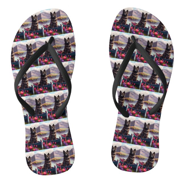 Belgischer Schäferhund auf einem Paddel: Ein Lands Flip Flops (Fußbett)