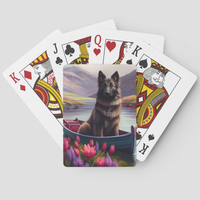 Belgischer Schäferhund auf einem Paddel: Ein Lands Spielkarten (Rückseite)