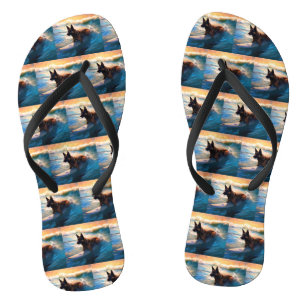 Belgischer Schäferhund Beach Surfen Malerei Flip Flops