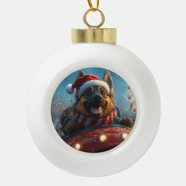 Belgischer Schäferhund Dog Roller Untersetzer Weih Keramik Kugel-Ornament (Vorderseite)