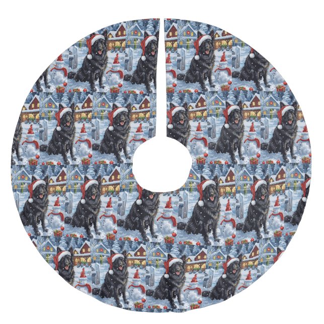 Belgischer Schäferhund Dog Winter Wonderland Weihn Polyester Weihnachtsbaumdecke (Vorderseite)