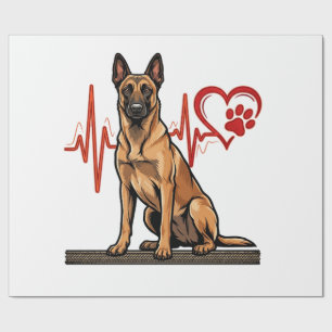 Belgischer Schäferhund Herzschlag Pfote Herz Geschenkpapier