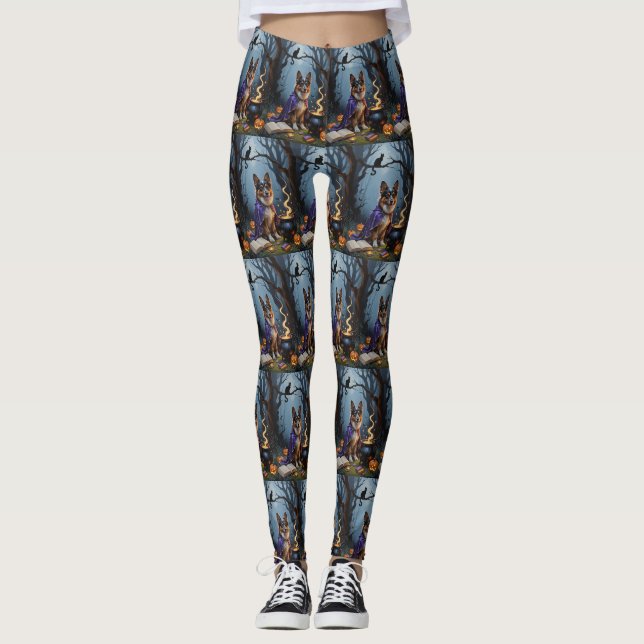Belgischer Schäferhund Hund Kalkmalerei Leggings (Vorderseite)