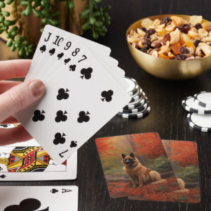 Belgischer Schäferhund im Herbstlaubfall inspirier Spielkarten