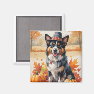 Belgischer Schäferhund in Herbstlaub Erntedank Kun Magnet