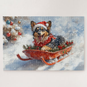 Belgischer Schäferhund in Sledge Let it Schnee Wei