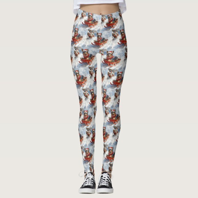 Belgischer Schäferhund in Sledge Let it Schnee Wei Leggings (Vorderseite)