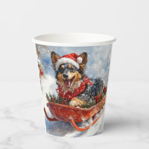 Belgischer Schäferhund in Sledge Let it Schnee Wei Pappbecher