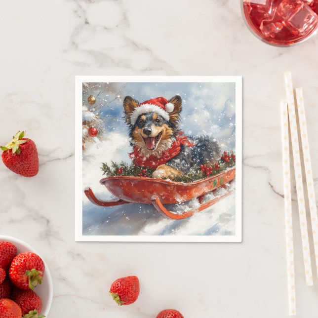 Belgischer Schäferhund in Sledge Let it Schnee Wei Serviette (Beispiel)