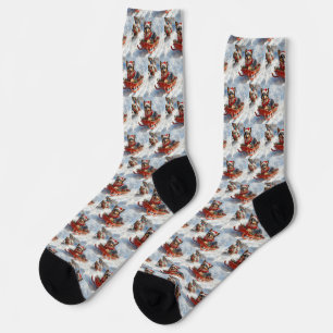 Belgischer Schäferhund in Sledge Let it Schnee Wei Socken