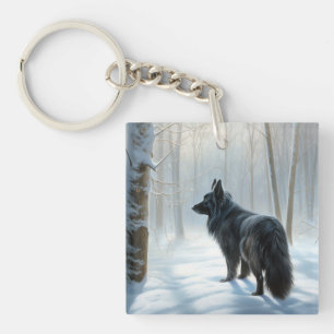 Belgischer Schäferhund Lass es schneien Weihnachte Schlüsselanhänger