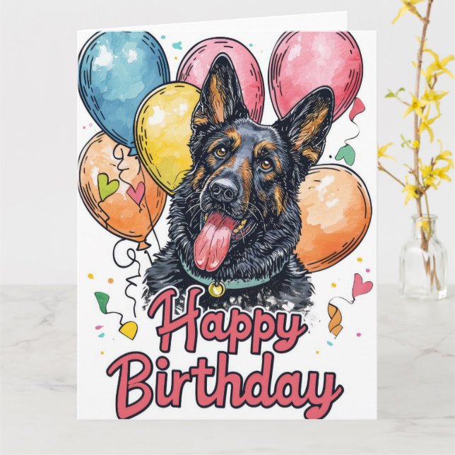 Belgischer Schäferhund mit Balloons Karte (Gelbe Blume)