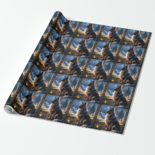 Belgischer Schäferhund mit Weihnachtsbeleuchtung F Geschenkpapier