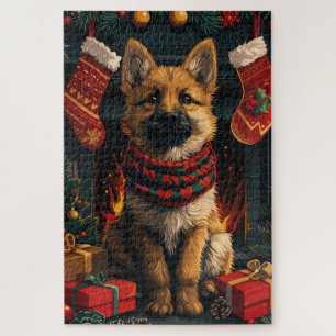 Belgischer Schäferhund mit Weihnachtsgeschenken Ka