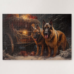 Belgischer Schäferhund Snowy Sleigh Weihnachtsdeko