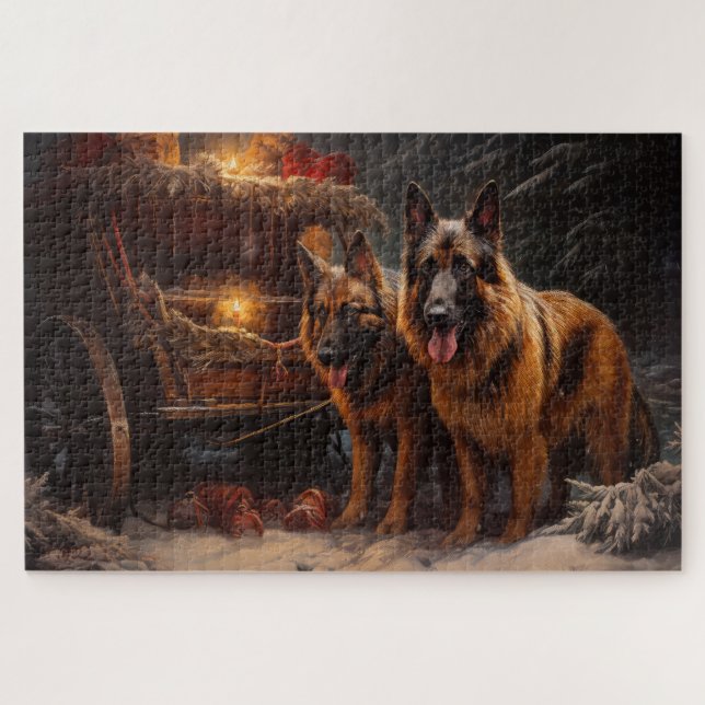 Belgischer Schäferhund Snowy Sleigh Weihnachtsdeko (Horizontal)