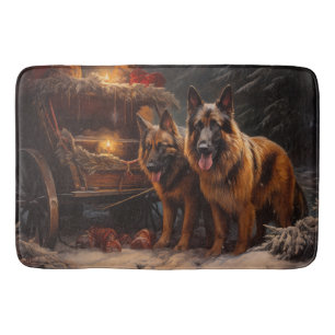 Belgischer Schäferhund Snowy Sleigh Weihnachtsdeko Badematte