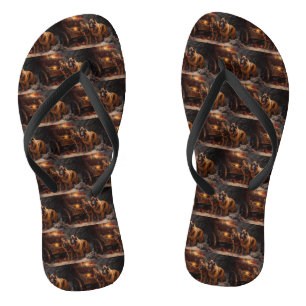 Belgischer Schäferhund Snowy Sleigh Weihnachtsdeko Flip Flops