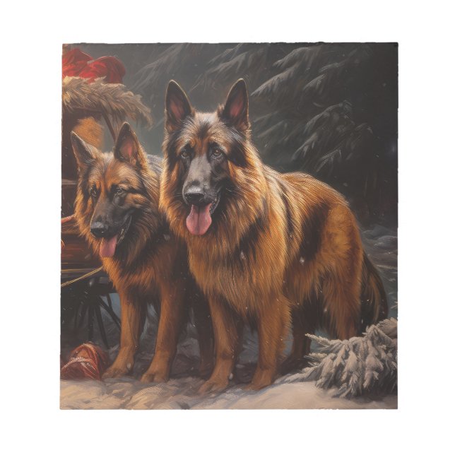 Belgischer Schäferhund Snowy Sleigh Weihnachtsdeko Notizblock (Vorderseite)