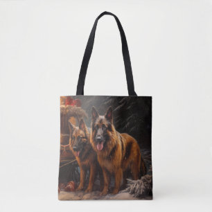 Belgischer Schäferhund Snowy Sleigh Weihnachtsdeko Tasche