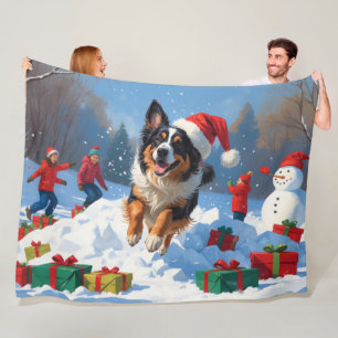 Belgischer Schäferhund Weihnachtliche Schneeszene Fleecedecke