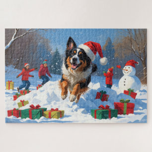 Belgischer Schäferhund Weihnachtliches Schneeszena