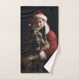 Belgischer Schäferhund Weihnachtsmann Feierliche W Badhandtuch Set