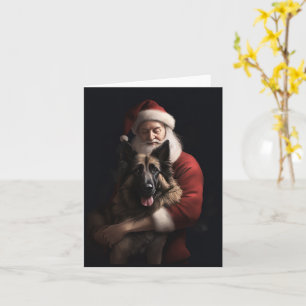 Belgischer Schäferhund Weihnachtsmann Feierliche W Karte