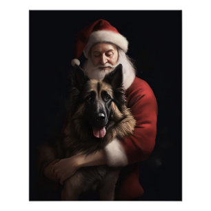Belgischer Schäferhund Weihnachtsmann Festliches W Poster
