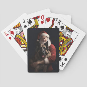Belgischer Schäferhund Weihnachtsmann Festliches W Spielkarten